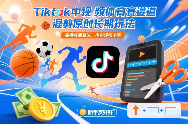 Tiktok中视频体育赛道混剪原创长期玩法，靠播放量賺米，小白轻松上手 - 识享社-识享社