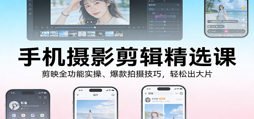 图片[1]-手机摄影剪辑精选课：剪映全功能实操、爆款拍摄技巧，轻松出大片 - 识享社-识享社