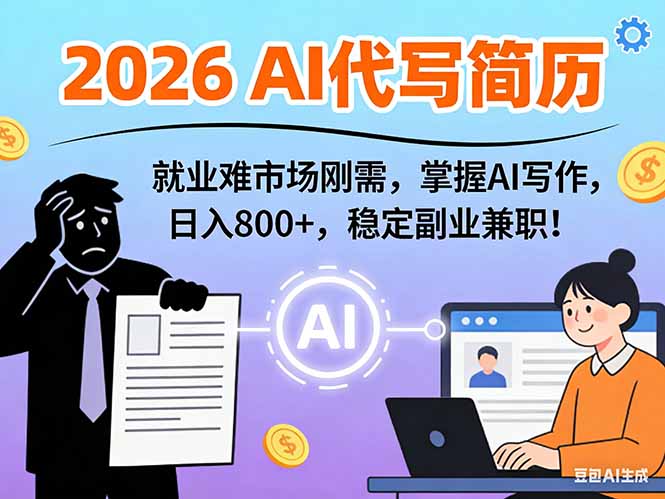 AI代写简历，超暴利，用万能模板月入1-3万实战教程，2026年市场刚需！ - 识享社-识享社