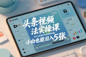 头条视频玩法实操课，从0-1全细节头条所有问题，小白也能日入5张-识享社