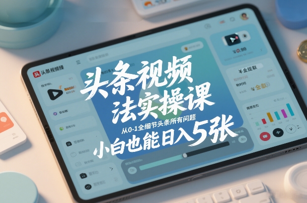 头条视频玩法实操课，从0-1全细节头条所有问题，小白也能日入5张 - 识享社-识享社