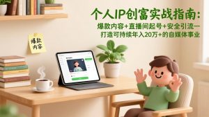 个人IP创富实战指南：爆款内容+直播间起号+安全引流，打造可持续年入20万+的自媒体事业-识享社