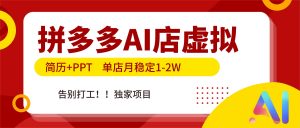 拼多多AI店，简历+PPT，单店月稳定1-2W，告别打工，独家项目！-识享社