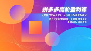拼多多高阶盈利课(更新2026-1月-识享社