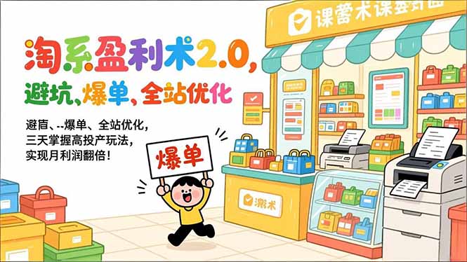 淘系盈利术2.0，避坑、爆单、全站优化，三天掌握高投产玩法，实现月利润翻倍！-识享社