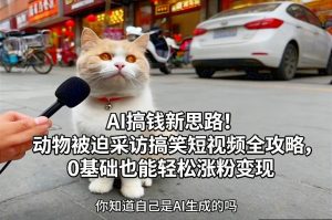 AI搞钱新思路！动物被迫采访搞笑短视频全攻略，0基础也能轻松涨粉变现-识享社