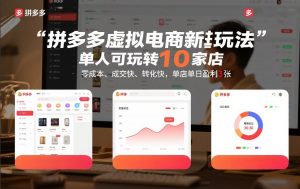 拼多多虚拟电商新玩法，单人可玩转10家店，零成本、成交快、转化快，单店单日盈利3张【揭秘】-识享社