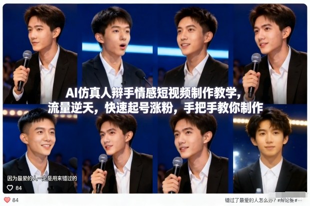 AI仿真人辩手情感短视频制作教学，流量逆天，快速起号涨粉，手把手教你制作 - 识享社-识享社