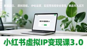 小红书虚拟IP变现课3.0，赛道定位、原创流程、IP化运营，实现零违规安全变现，单店月入过万-识享社