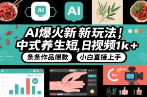 AI爆火新玩法，中式养生短视频，日收益1k+条条作品爆款，小白直接上手，附详细教程-识享社