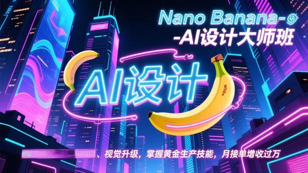 Nano Banana-AI设计大师班，修图合成、广告创作、视觉升级，掌握黄金生产技能，月接单增收过万-识享社