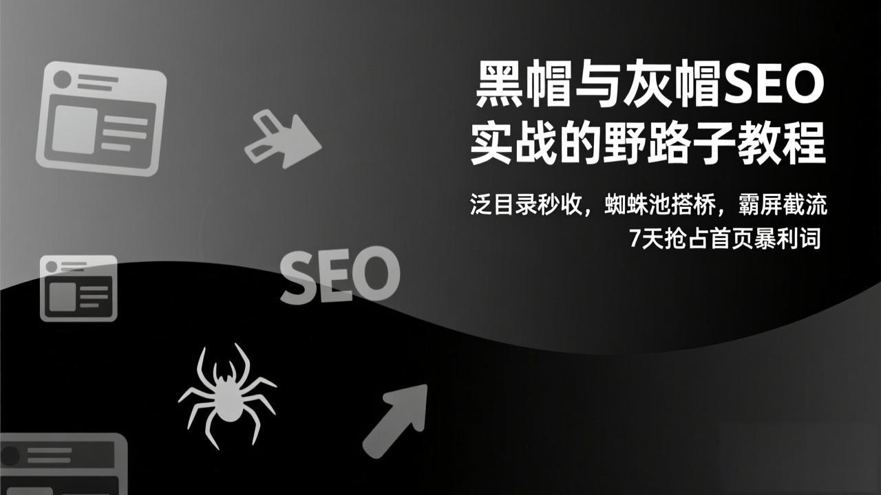 黑帽与灰帽SEO实战的野路子教程：泛目录秒收，蜘蛛池搭桥，霸屏截流，7天抢占首页暴利词 - 识享社-识享社