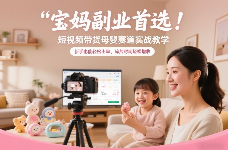 宝妈副业首选!短视频带货母婴赛道实战教学,新手也能轻松出单,碎片时间轻松增收 - 识享社-识享社