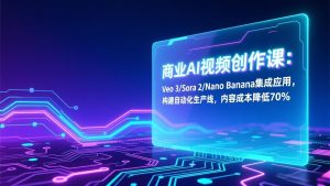 商业AI视频创作课：Veo 3/Sora 2/Nano Banana集成应用，构建自动化生产线，内容成本降低70%-识享社