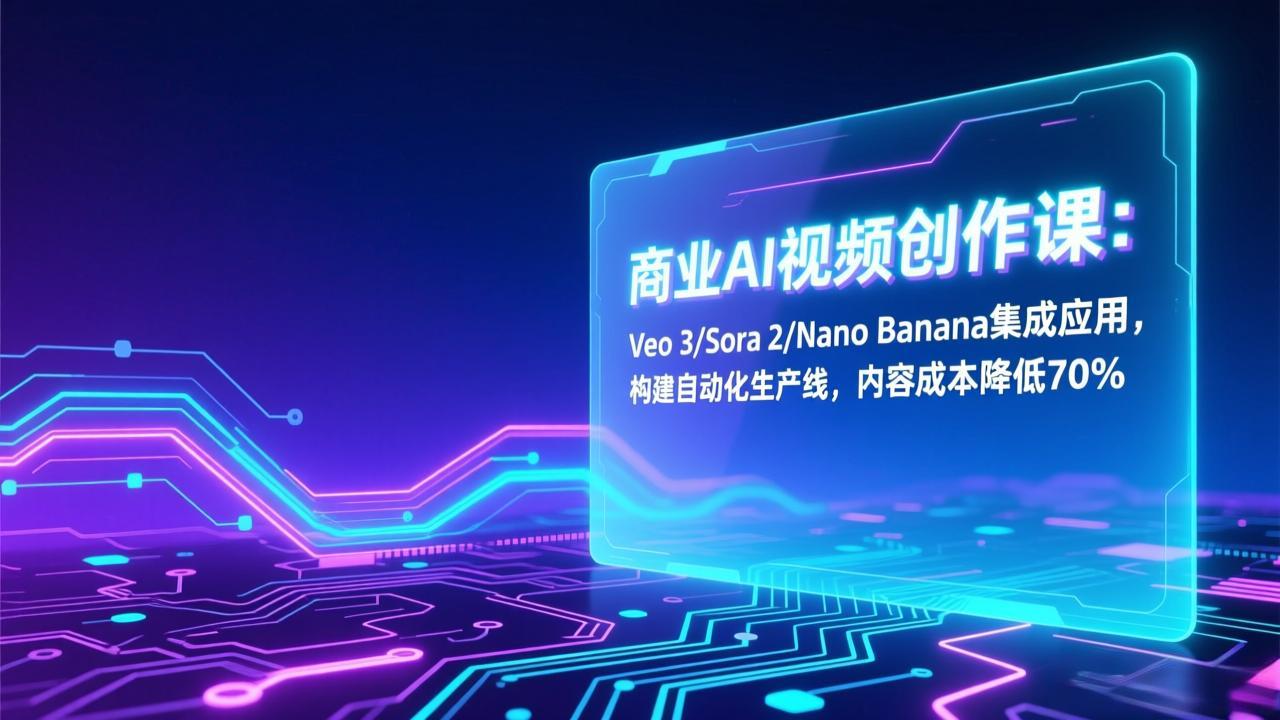 商业AI视频创作课：Veo 3/Sora 2/Nano Banana集成应用，构建自动化生产线，内容成本降低70% - 识享社-识享社