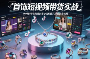 首饰短视频带货实战，从0到1带你跑通抖音小店和图文带货的全流程-识享社