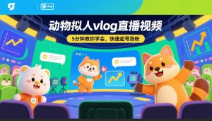 动物拟人vlog直播视频，5分钟教你学会，快速起号涨粉-识享社