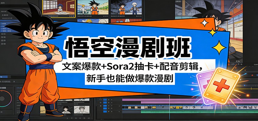 悟空漫剧班：文案爆款+Sora2抽卡+配音剪辑，新手也能做爆款漫剧-识享社