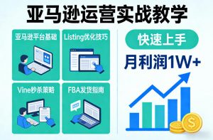 亚马逊运营实战教学，亚马逊平台+Listing优化+Vine秒杀+FBA发货等，快速上手，实现店铺月利润1W-识享社