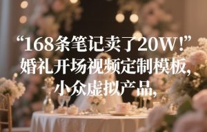 168条笔记卖了20W！婚礼开场视频定制模板，小众虚拟产品-识享社