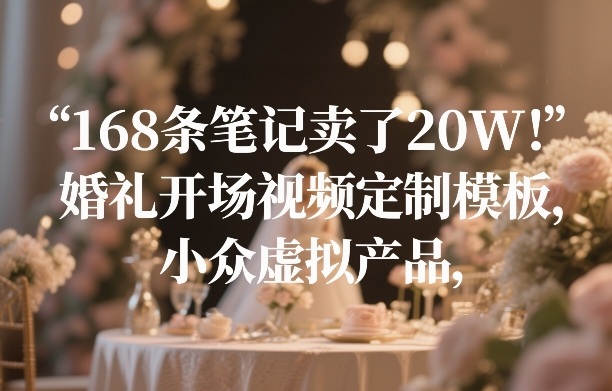 168条笔记卖了20W！婚礼开场视频定制模板，小众虚拟产品 - 识享社-识享社