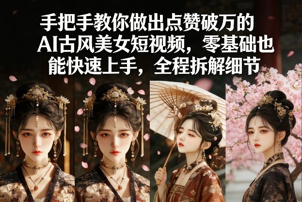 手把手教你做出点赞破万的AI古风美女短视频,零基础也能快速上手,全程拆解细节-识享社