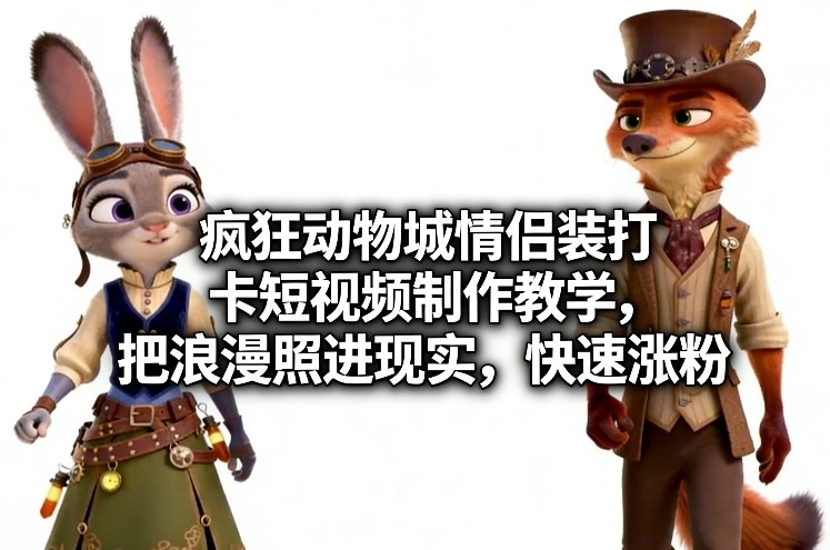 疯狂动物城情侣装打卡短视频制作教学，把浪漫照进现实，快速涨粉 - 识享社-识享社