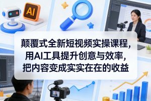 颠覆式全新短视频实操课程，用AI工具提升创意与效率，把内容变成实实在在的收益-识享社