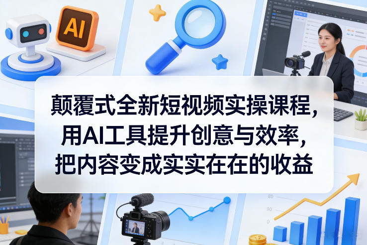 颠覆式全新短视频实操课程，用AI工具提升创意与效率，把内容变成实实在在的收益-识享社