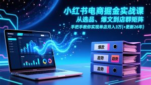 小红书电商掘金实战课，从选品、爆文到店群矩阵，手把手教你实现单店月入3万+(更新26年-识享社