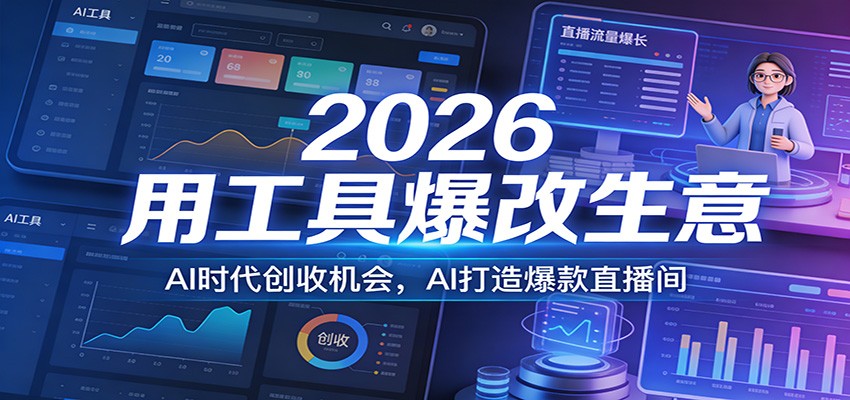 2026用工具爆改生意，AI时代创收机会，AI打造爆款直播间-识享社