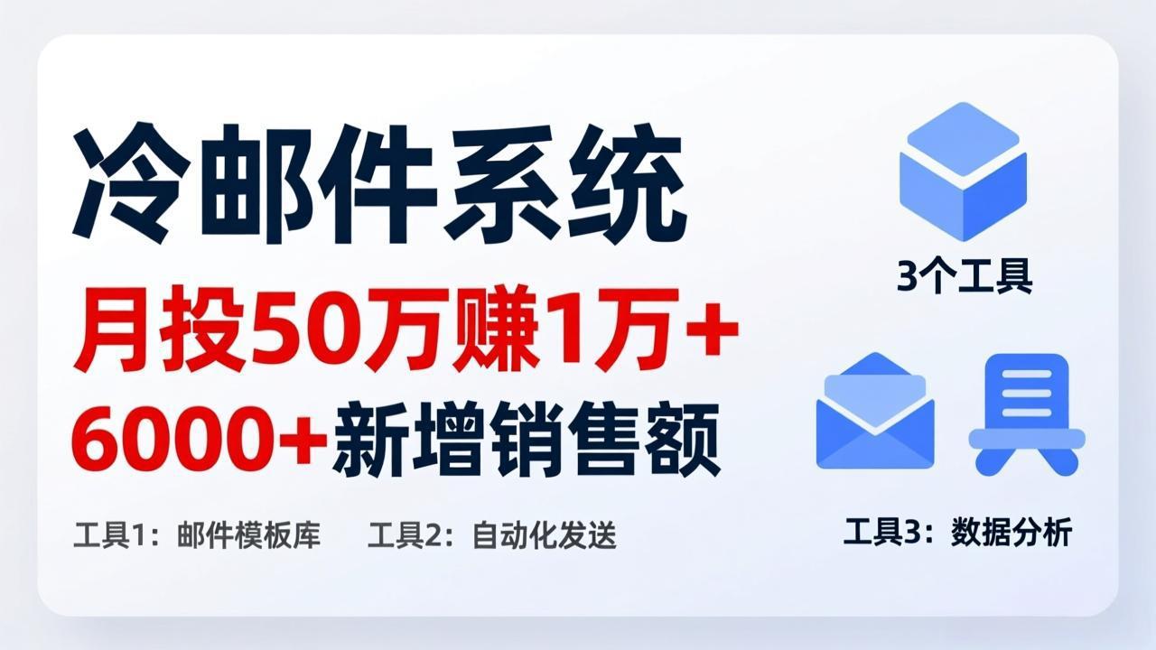 月投 50 刀赚 1 万 +！冷邮件系统：6000 + 新增销售额，靠 3 个工具轻松搞 - 识享社-识享社