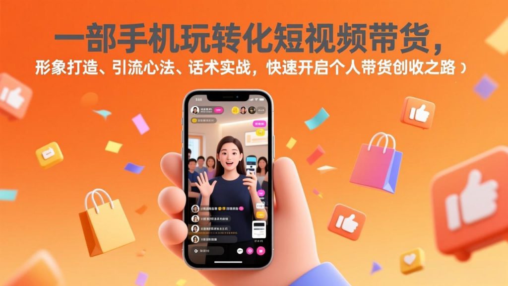 一部手机玩转化短视频带货，形象打造、引流心法、话术实战，快速开启个人带货创收之路-识享社