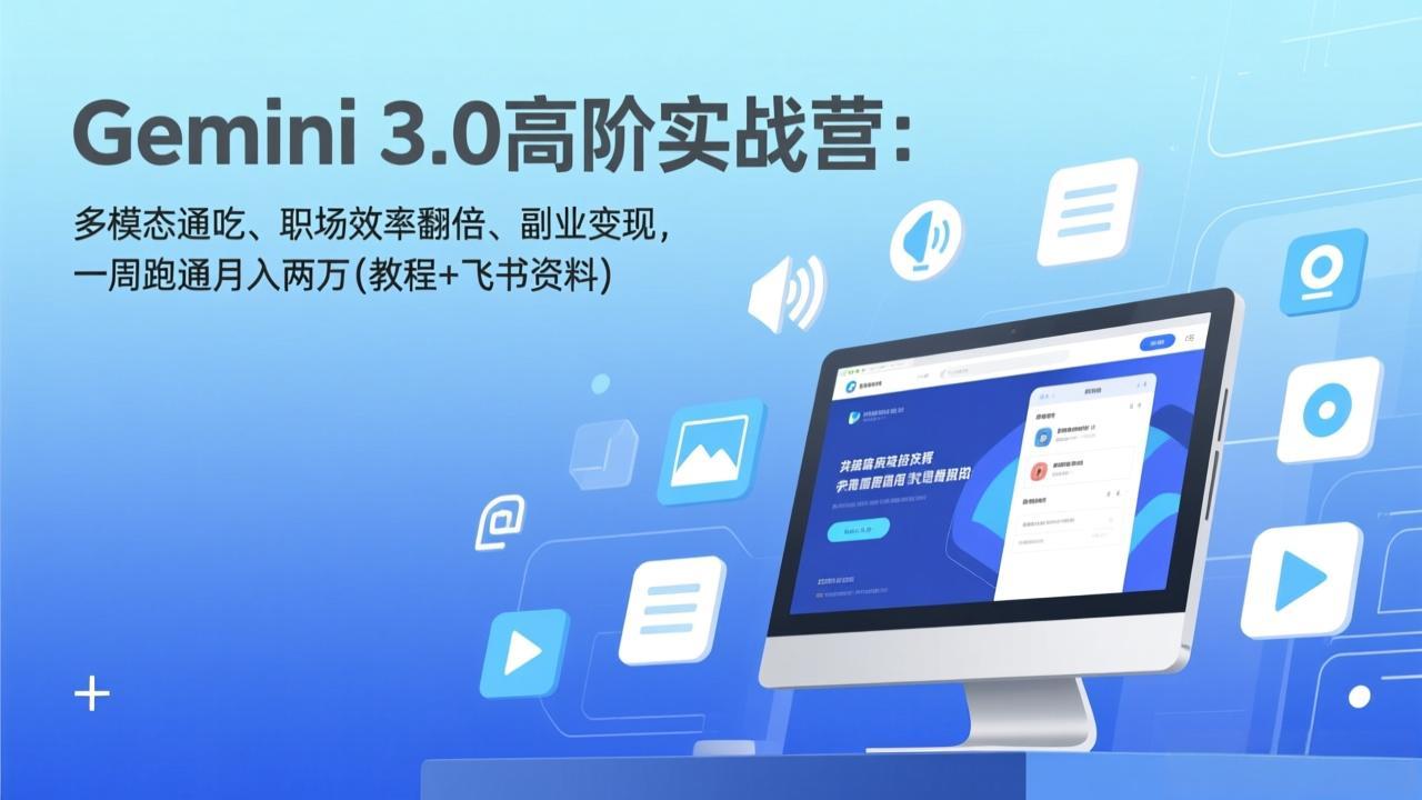 Gemini 3.0高阶实战营：多模态通吃、职场效率翻倍、副业变现，一周跑通月入两万(教程+飞书资料 - 识享社-识享社
