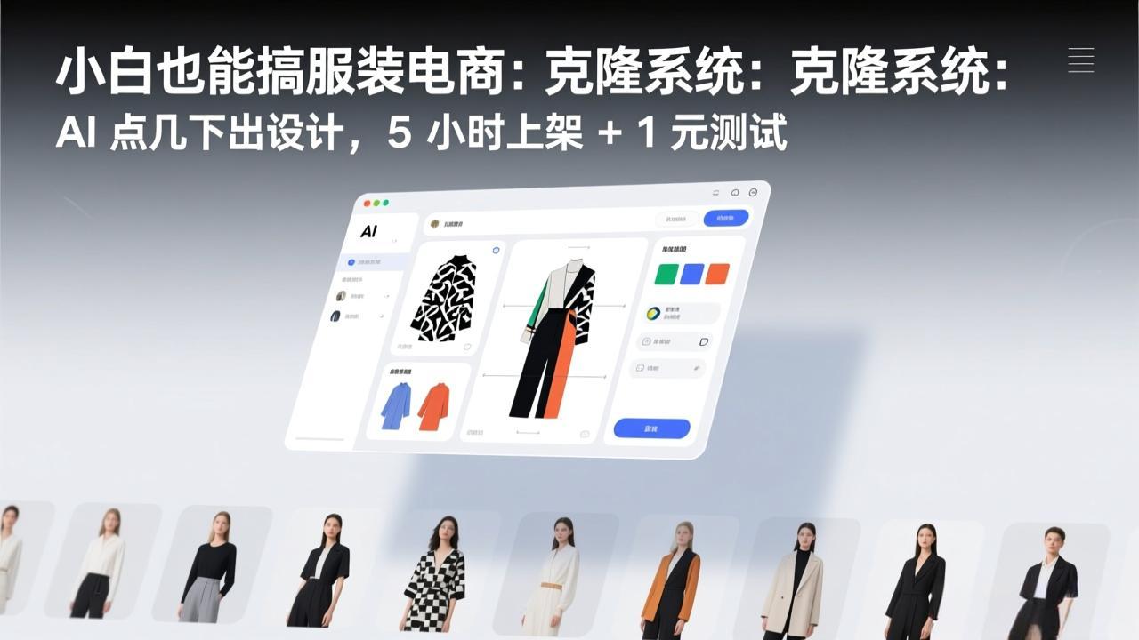 小白也能搞服装电商：克隆系统：AI 点几下出设计，5 小时上架 + 1 元测试 - 识享社-识享社