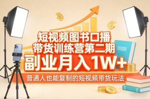 短视频图书口播带货训练营第二期，副业月入1W＋，普通人也能复制的短视频带货玩法-识享社