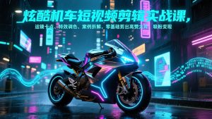 炫酷机车短视频剪辑实战课，运镜卡点、特效调色、案例拆解，零基础剪出高赞大片，吸粉变现-识享社