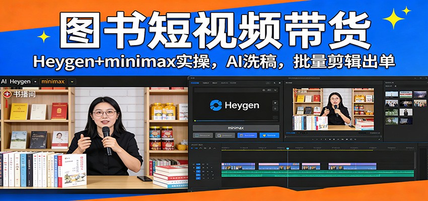 图书短视频带货：Heygen+minimax实操，AI洗稿 ，批量剪辑出单-识享社
