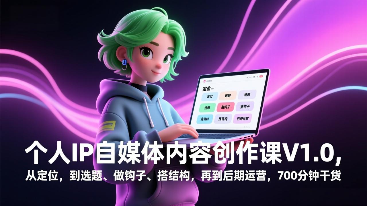 个人IP自媒体内容创作课V1.0，从定位，到选题、做钩子、搭结构，再到后期运营，700分钟干货 - 识享社-识享社
