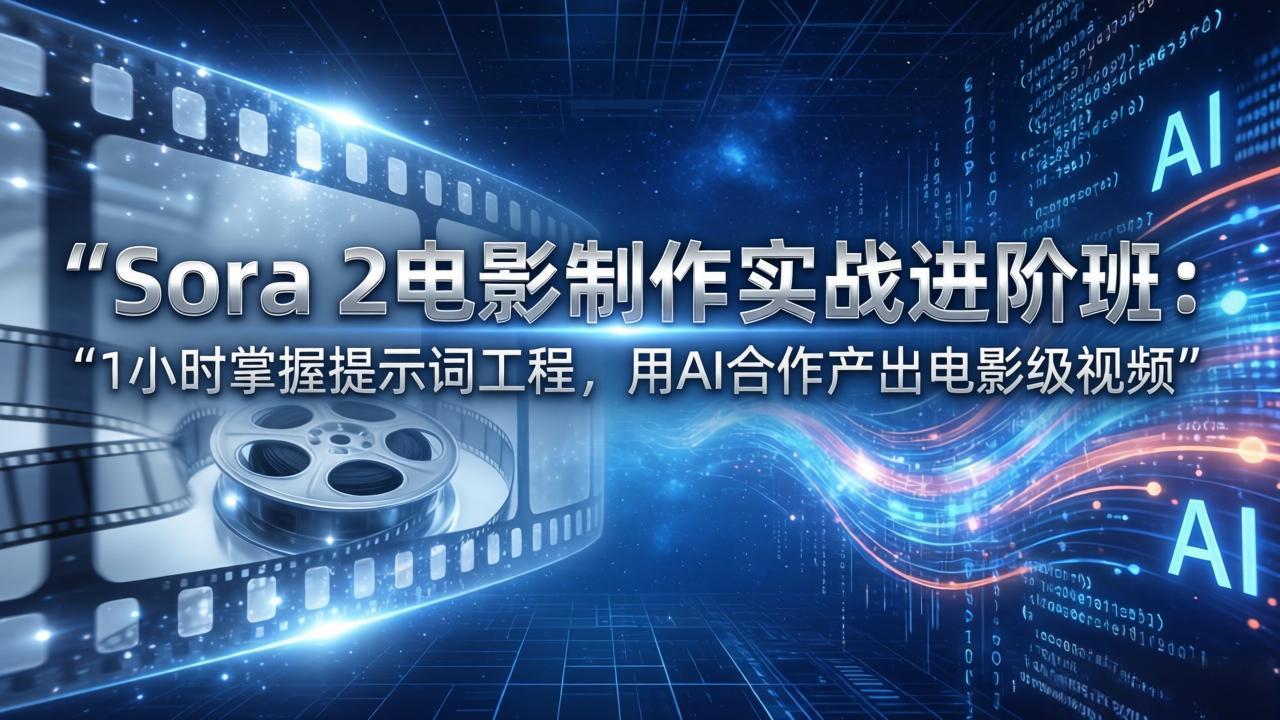 Sora 2电影制作实战进阶班：1小时掌握提示词工程，用AI合作产出电影级视频 - 识享社-识享社