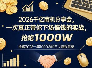 2026千亿商机分享会，一次真正带你下场搞钱的实战，抢跑2026一年1000W的三大賺钱系统-识享社