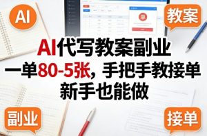 AI代写教案副业，一单80-5张，手把手教接单，新手也能做-识享社