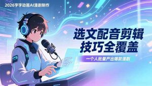 2026字字动画AI漫剧制作-1期，选文配音剪辑技巧全覆盖，一个人就能批量产出爆款漫剧-识享社