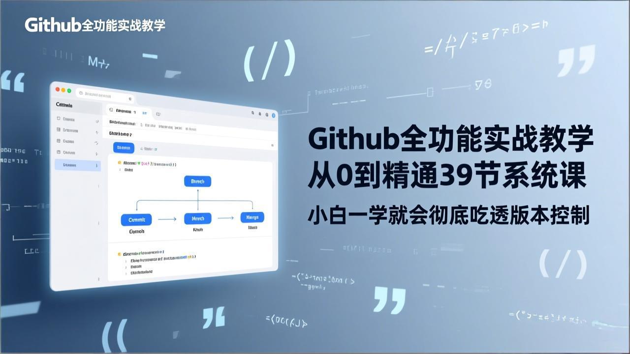 GitHub-全功能实战教学,从0到精通39节系统课,小白一学就会彻底吃透版本控制 - 识享社-识享社