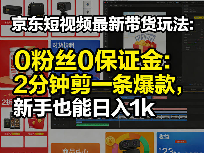 京东短视频最新带货玩法,0粉丝0保证金,2分钟剪一条爆款,新手也能日入1k+【揭秘】-识享社