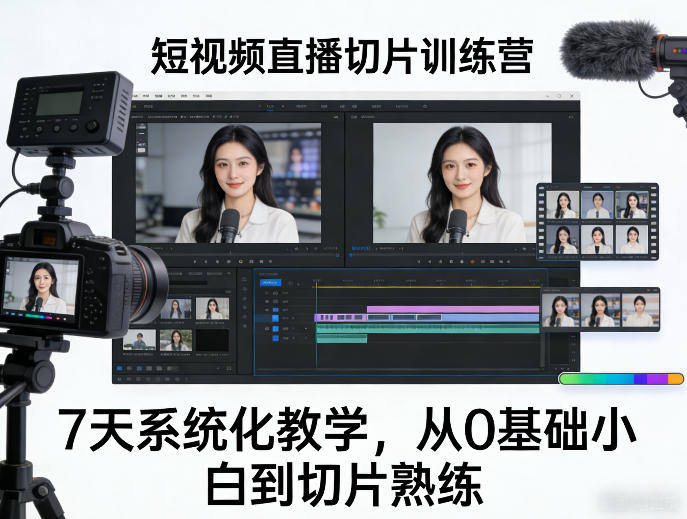 短视频直播切片训练营,7天系统化教学,从0基础小白到切片熟练-识享社