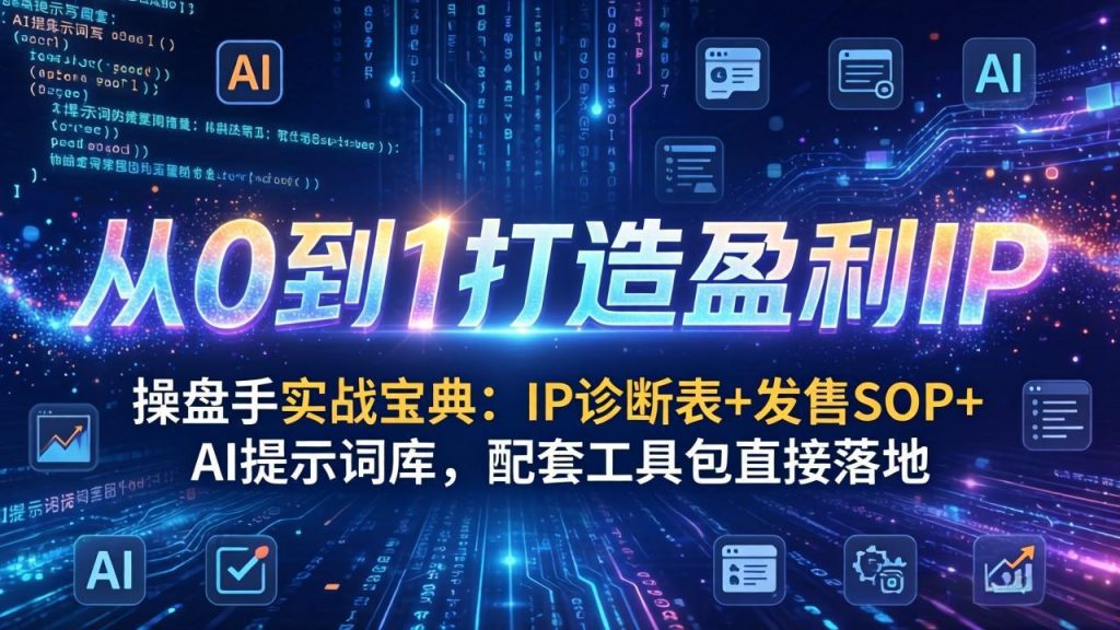 操盘手实战宝典：IP诊断表+发售SOP+AI提示词库，配套工具包直接落地，从0到1打造盈利IP-识享社