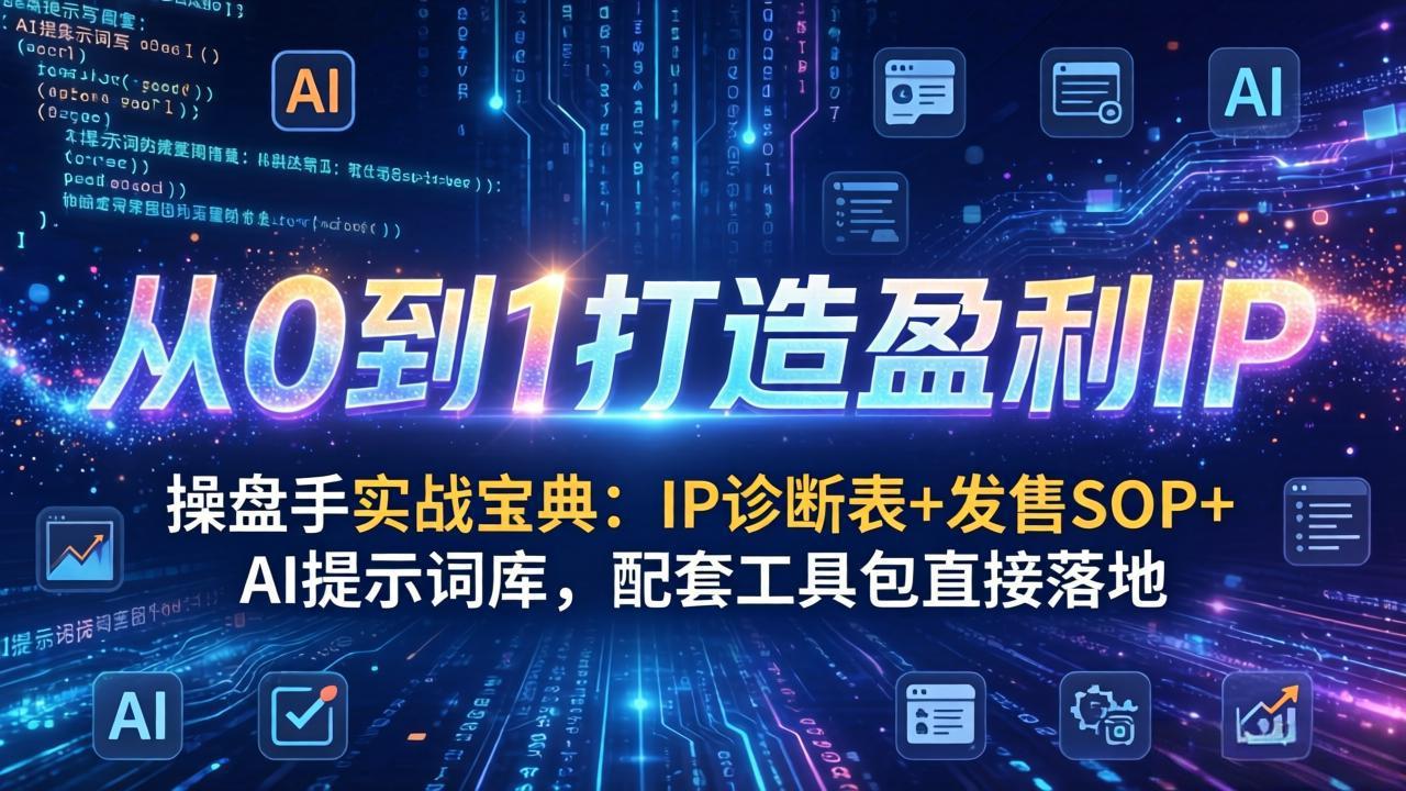 操盘手实战宝典：IP诊断表+发售SOP+AI提示词库，配套工具包直接落地，从0到1打造盈利IP - 识享社-识享社