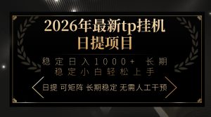 2026年最新tp挂机日提项目：稳定日入1000+小白轻松上手-识享社