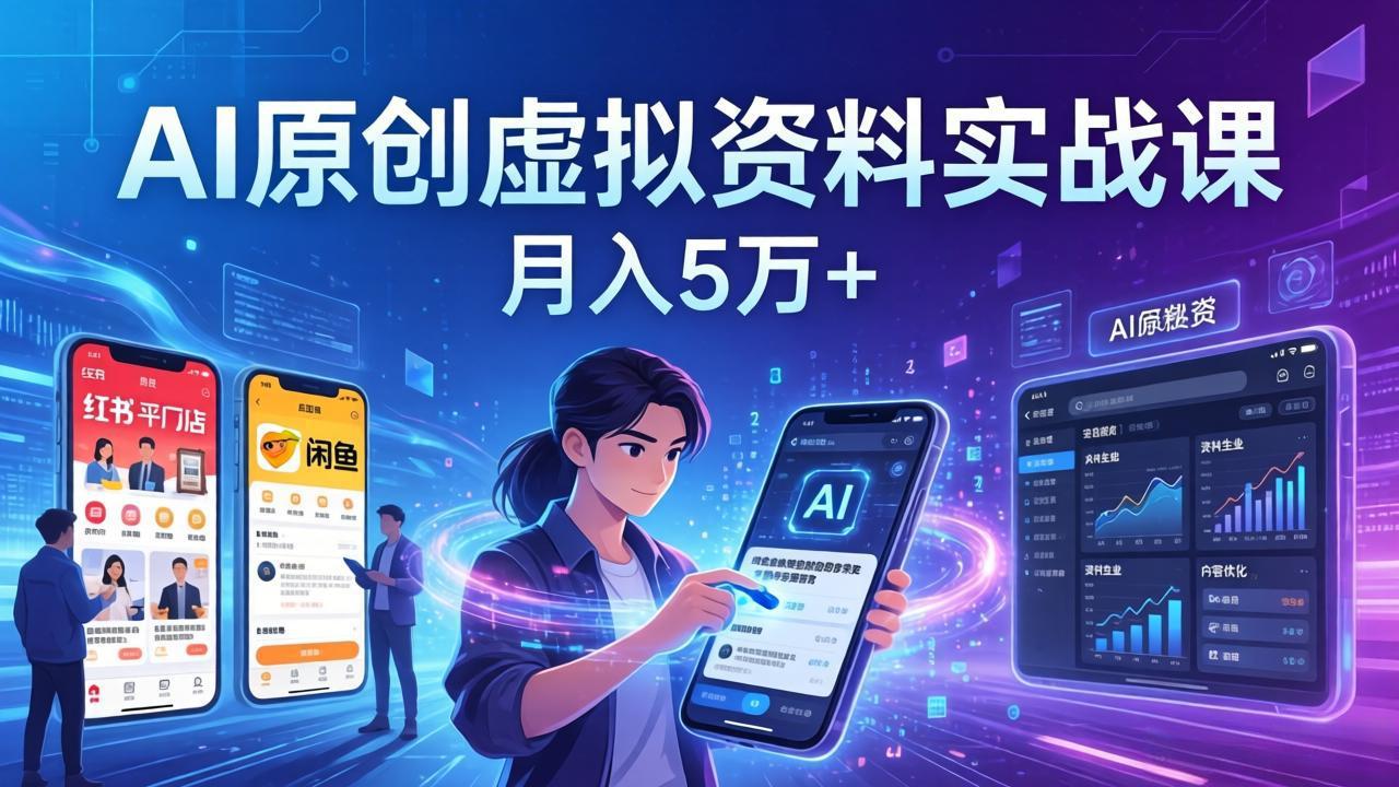 AI原创虚拟资料实战课:2026新机会,小红书闲鱼开店,普通人用AI轻松变现,月入5万+ - 识享社-识享社